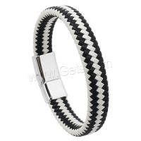 PU Leather Cord Bracelets, zinc alloy magnetic clasp, plated, vintage & for man .5 cm [