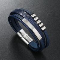 PU Leather Cord Bracelets, with Zinc Alloy, vintage & for man 27mm Approx 21 cm 