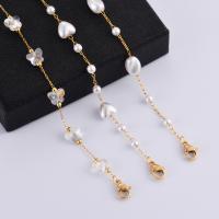 304 Stainless Steel Bracelet, with Plastic Pearl, with 5CM extender chain, gold color plated & for woman Approx 21 cm 