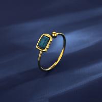Titanium Steel Finger Ring, with turquoise, Vacuum Ion Plating, fashion jewelry & for woman, gold [