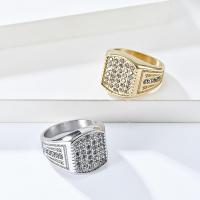 Rhinestone Stainless Steel Finger Ring, 304 Stainless Steel, polished, fashion jewelry & for man & with rhinestone 16mm [
