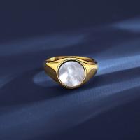 チタン鋼の指環, チタン鋼, とともに 貝, 真空めっき, ファッションジュエリー & 異なるサイズの選択 & 女性用, ゴールド, 10.8mm, 売り手 パソコン[