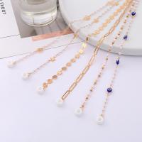 Zinc Alloy Glasses Chain, with Plastic Pearl, anti-skidding & multifunctional Approx 70 cm 