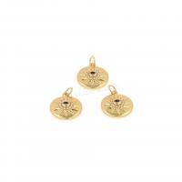 Cubic Zirconia Micro Pave Brass Pendant, Round, plated, DIY & micro pave cubic zirconia, golden [