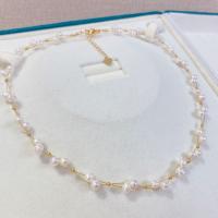 Freshwater Pearl Brass Necklace, with Brass, with 5cm extender chain, fashion jewelry & for woman, white Approx 40 cm 