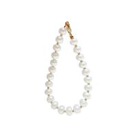 Cultured Freshwater Pearl Brass Bracelet, with Brass, fashion jewelry & for woman, white, 7mm Approx 18 cm 