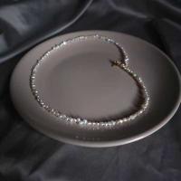 Süßwasserperlen Messing Halskette, Natürliche kultivierte Süßwasserperlen, mit Messing, Modeschmuck & für Frau, weiß, Länge:ca. 40 cm, verkauft von PC