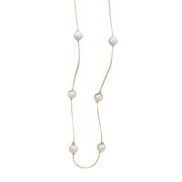 Collar de perlas de plástico, metal, con Perlas plásticas, chapado en color dorado, Joyería & para mujer, dos diferentes colores, longitud:84 cm, Vendido por Sarta