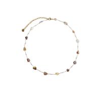 Agate Necklace, Titanium Steel, with Agate & Plastic Pearl, with 7cm extender chain, fashion jewelry & for woman, multi-colored cm [