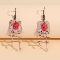 Zinc Alloy Drop Earring, with Synthetic Turquoise & Brass, plated, vintage & fashion jewelry & for woman, red 