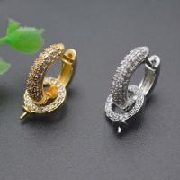 Brass Earring Drop Component, plated, DIY & micro pave cubic zirconia [