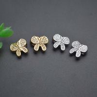 Brass Spacer Beads, Butterfly, plated, DIY & micro pave cubic zirconia [