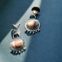 Boucle d'oreille en demi-gemme , alliage de zinc, avec pierre gemme, Placage de couleur argentée, bijoux de mode & style folk & pour femme, couleurs mélangées, 13-45mm, Vendu par paire