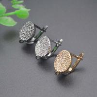 Brass Lever Back Earring Component, Flat Round, plated, DIY & micro pave cubic zirconia 