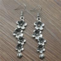 Zinc Alloy Drop Earring, Flower, antique silver color plated, vintage & fashion jewelry & for woman, 35mm 