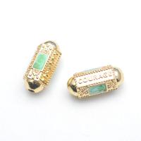 Entretoise de perles en laiton, Placage de couleur d'or, DIY & émail, vert Vendu par PC[