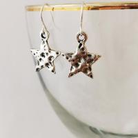 Zinc Alloy Drop Earring, Star, silver color plated, vintage & fashion jewelry & for woman, 13-45mm 