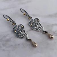 Zinc Alloy Drop Earring, Snake, plated, vintage & fashion jewelry & for woman, mixed colors, 13-45mm 