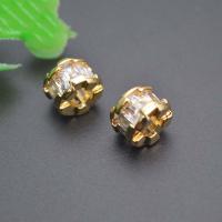 Brass Spacer Beads, Column, gold color plated, DIY & micro pave cubic zirconia [