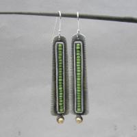 Glass Seed Beads Earring, Zinc Alloy, with Seedbead, Rectangle, plated, vintage & fashion jewelry & for woman, green, 92mm 
