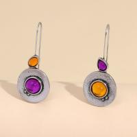 Asymmetric Earrings, Zinc Alloy, with Glass, antique silver color plated, fashion jewelry & for woman, mixed colors 