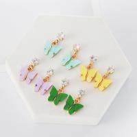 Acrylic Drop Earring, Zinc Alloy, with Acrylic, Butterfly, fashion jewelry & micro pave cubic zirconia & for woman 