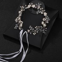 Headband, Brass, with Crystal & Plastic Pearl, fashion jewelry & for woman 350mm [