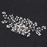 Decorative Hair Combs, Zinc Alloy, with Crystal & Plastic Pearl, fashion jewelry & for woman & with rhinestone 