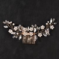 Decorative Hair Combs, Iron, with Crystal & Plastic Pearl, fashion jewelry & for woman 