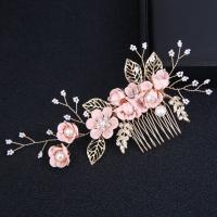 Decorative Hair Combs, Iron, with Plastic Pearl, fashion jewelry & for children & with rhinestone 