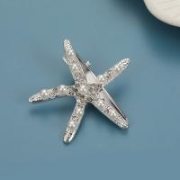 Alligator Hair Clip, Zinc Alloy, with Plastic Pearl, Starfish, fashion jewelry & for woman & with rhinestone 