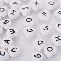 Acryl Alphabet Perlen, Herz, DIY & Emaille, keine, 4x7mm, verkauft von Tasche