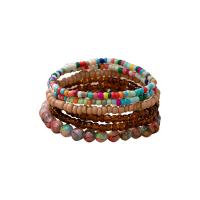 Wrap Bracelets, Glass Beads, with Zinc Alloy, Bohemian style & for woman Inner Approx 53mm 