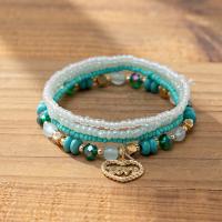 Wrap Bracelets, Glass Beads, with Zinc Alloy, Bohemian style & elastic & for woman Inner Approx 55mm 