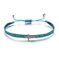 Fashion Jewelry Bracelet, Polyester Cord, Cross, handmade, folk style & adjustable & for woman & with rhinestone Approx 16-28 cm 