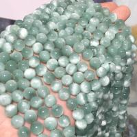 Katzenauge Perlen, poliert, DIY & verschiedene Größen vorhanden, grün, Länge:ca. 38 cm, ca. 38PCs/Strang, verkauft von Strang