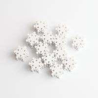 Perles en bois teints, Schima Superba, flocon de neige, DIY, blanc Environ Vendu par sac[