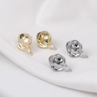 Brass Earring Stud Component, plated, DIY & micro pave cubic zirconia [