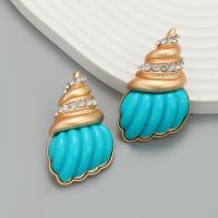 Resin Zinc Alloy Earring, with Resin, Conch, fashion jewelry & for woman & with rhinestone 