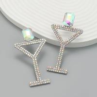 arete de aleación de zinc con diamante de imitación, Joyería & para mujer & con diamantes de imitación, más colores para la opción, 78x42mm, Vendido por Par