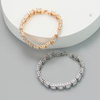 Cubic Zirconia Zinc Alloy Bracelet, Brass, with Cubic Zirconia, Square, fashion jewelry & for woman Approx 19 cm [