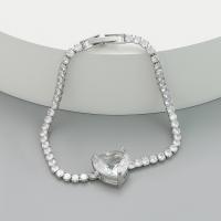 Cubic Zirconia Brass Bracelets, with Cubic Zirconia, Heart, fashion jewelry & for woman Approx 18.2 