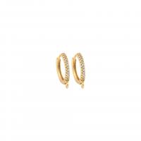 Brass Lever Back Earring Wires, plated, DIY & micro pave cubic zirconia, gold 