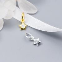 Cubic Zirconia Micro Pave Sterling Silver Pendant, 925 Sterling Silver, Star, plated, DIY & micro pave cubic zirconia 