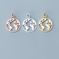Sterling Silver Pendants, 925 Sterling Silver, Round, plated, DIY 14.5mm 