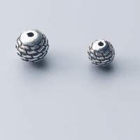 Sterling Silver Spacer Beads, 925 Sterling Silver, Round, Antique finish, DIY original color 