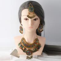 Glass Seed Beads Jewelry Sets, Zinc Alloy, with Seedbead, with 2inch extender chain, gold color plated, three pieces & Bohemian style & for woman 135mm Approx 17.7 Inch 