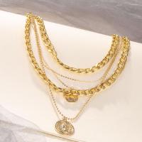Fashion Multi Layer Necklace, Zinc Alloy, with 4inch extender chain, gold color plated, multilayer & oval chain & for woman Approx 13.7 Inch, Approx 15.1 Inch, Approx 16.1 Inch, Approx 16.9 Inch, Approx 18.7 Inch 