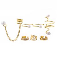 Plastic Pearl Zinc Alloy Earring, with Plastic Pearl, gold color plated, punk style & for woman & with rhinestone, 13-31mm [