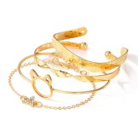 Zinc Alloy Cuff Bangle, with 1.97inch extender chain, gold color plated, 4 pieces & for woman & with rhinestone, Inner Approx 60,70mm Approx 6.69 Inch 